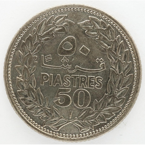 2103 - 1952 Lebanon silver fifty Piastres. P&P Group 0 (£5+VAT for the first lot and £1+VAT for subsequent ... 