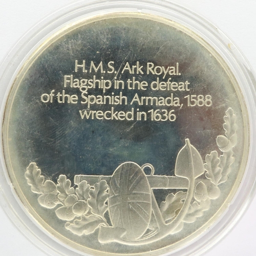 2121 - Sterling silver proof round, The First Ark Royal, number 1293, 40g. P&P Group 0 (£5+VAT for the firs... 