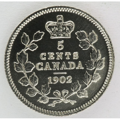 2122 - 1902 Canadian silver five cents of Edward VII, Tower Hill. P&P Group 0 (£5+VAT for the first lot and... 