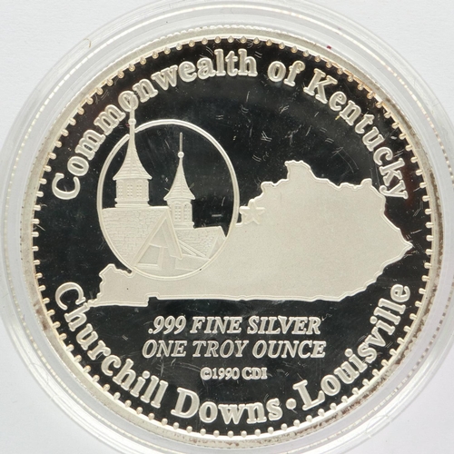 2123 - 1989 American fine silver bullion round, Kentucky Derby. P&P Group 0 (£5+VAT for the first lot and £... 