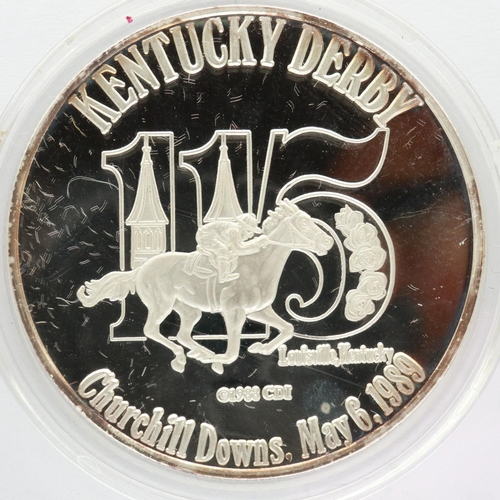 2123 - 1989 American fine silver bullion round, Kentucky Derby. P&P Group 0 (£5+VAT for the first lot and £... 