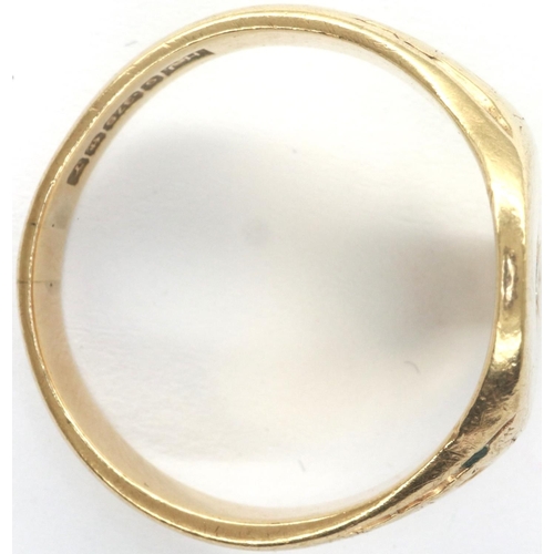 56 - Gents 9ct gold ring set with a diamond, size V, 6.6g. P&P Group 1 (£14+VAT for the first lot and £1+... 