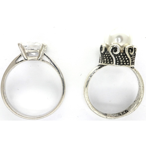 61 - Two 925 silver rings, size R and N. P&P Group 1 (£14+VAT for the first lot and £1+VAT for subsequent... 