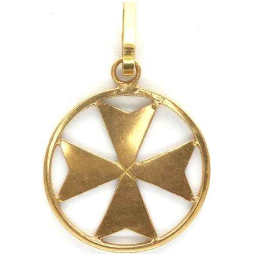 62 - 18ct gold pendant, H: 80 mm, 1.9g. P&P Group 1 (£14+VAT for the first lot and £1+VAT for subsequent ... 