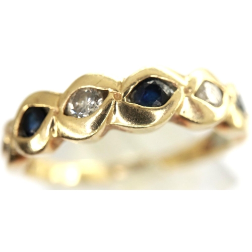 67 - 9ct gold ring set with sapphires and diamonds, size Q, 2.4g. P&P Group 1 (£14+VAT for the first lot ... 