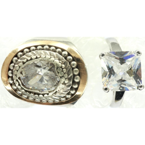 74 - Two 925 silver stone set rings, both size K. P&P Group 1 (£14+VAT for the first lot and £1+VAT for s... 