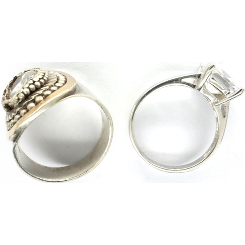 74 - Two 925 silver stone set rings, both size K. P&P Group 1 (£14+VAT for the first lot and £1+VAT for s... 