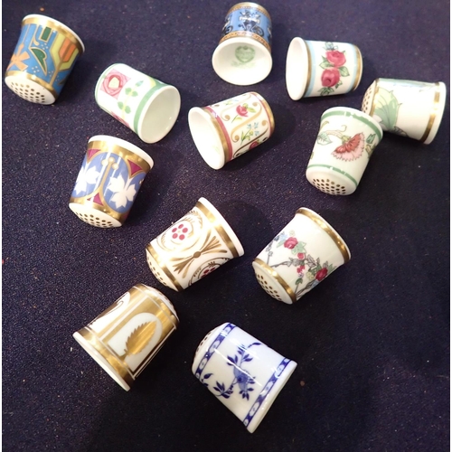 1260 - Twelve Minton ceramic thimbles. P&P Group 1 (£14+VAT for the first lot and £1+VAT for subsequent lot... 