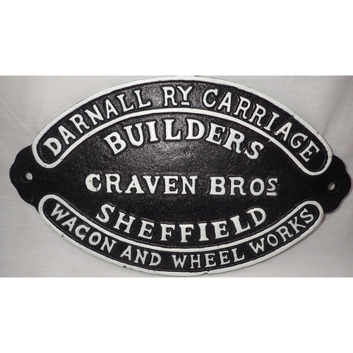 1440 - Cast iron Craven Brothers Coach Builders sign, W: 20 cm. P&P Group 1 (£14+VAT for the first lot and ... 