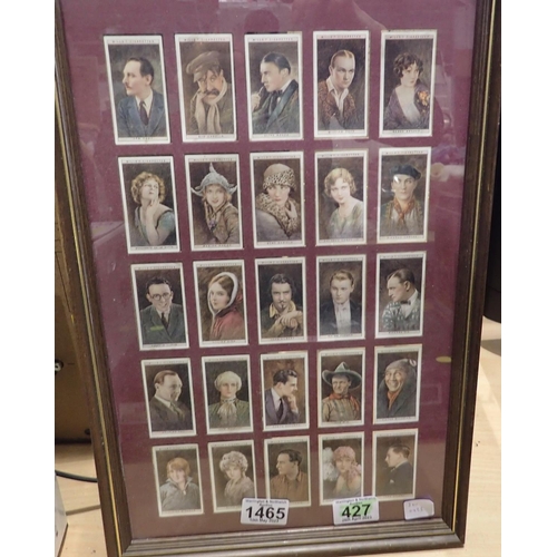 1465 - Framed Wills cigarette cards of cinema stars, first set of twenty five. Not available for in-house P... 