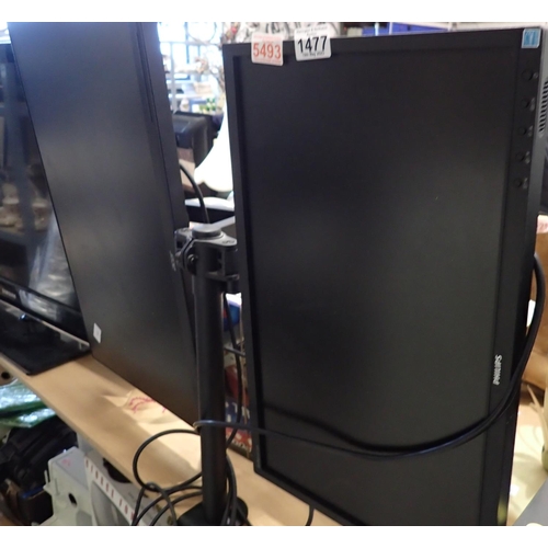 1477 - Dual monitor poseable desk mount with an Acer KG271 and a Phillips 221BBL. Not available for in-hous... 