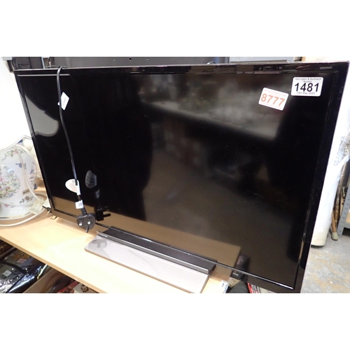 1481 - Toshiba 32 inch flat screen TV, model 32LL3C63DB. Not available for in-house P&P