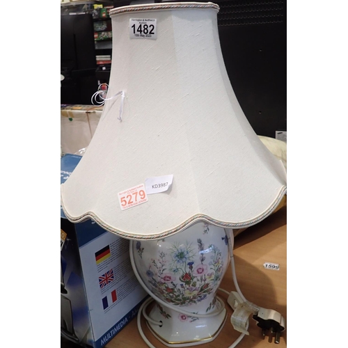 1482 - Ceramic table lamp with shade, H: 60 cm. Not available for in-house P&P