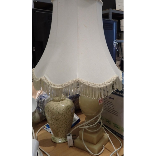 1484 - White marble bedside lamp and three others (4). Not available for in-house P&P