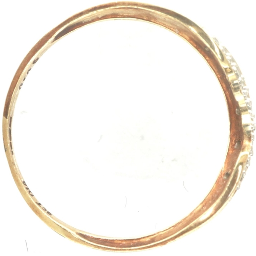 11 - 9ct gold wishbone ring set with diamonds, size N, 1.1g. P&P Group 1 (£14+VAT for the first lot and £... 