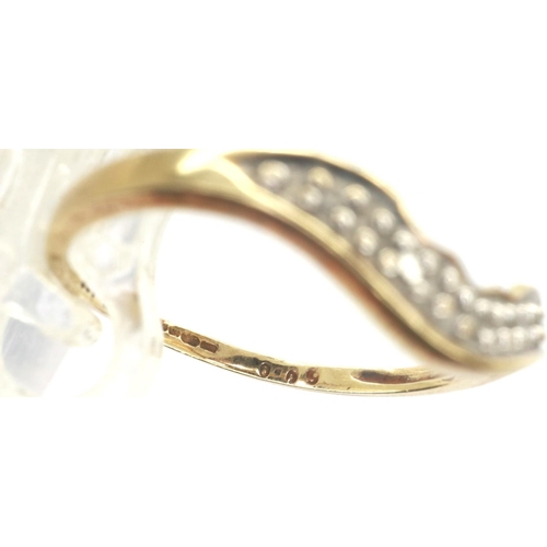 11 - 9ct gold wishbone ring set with diamonds, size N, 1.1g. P&P Group 1 (£14+VAT for the first lot and £... 