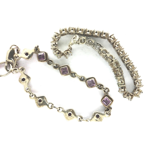 25 - Two 925 silver stone set bracelets, longest L: 20 cm. P&P Group 1 (£14+VAT for the first lot and £1+... 