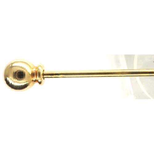 28 - Two 9ct gold pins with double rounded ends, L: 50 mm, 5.3g. P&P Group 1 (£14+VAT for the first lot a... 