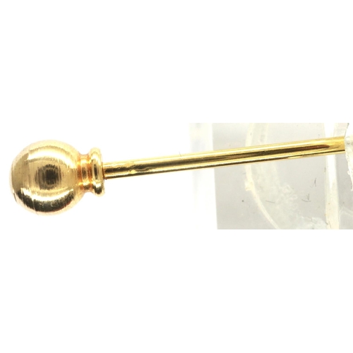 28 - Two 9ct gold pins with double rounded ends, L: 50 mm, 5.3g. P&P Group 1 (£14+VAT for the first lot a... 