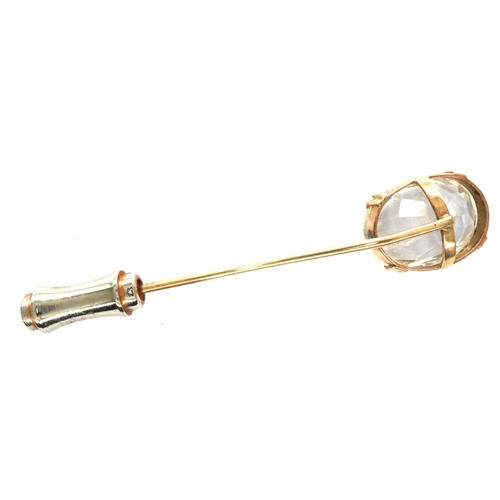 36 - Topaz stick pin in a yellow metal mount, L: 40 mm. P&P Group 1 (£14+VAT for the first lot and £1+VAT... 