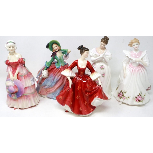 Five Royal Doulton ladies including Gillian HN 3742 and Summer Rose HN