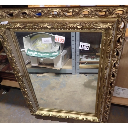 1503 - Gilt framed wall mirror, 68 x 50 cm. Not available for in-house P&P