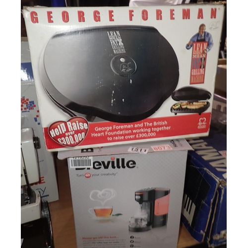 1511 - Boxed Breville Hot Cup coffee machine and a boxed George Foreman grilling machine. Not available for... 