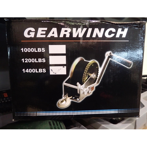 1954 - New manual gear winch 1400lbs. P&P Group 2 (£18+VAT for the first lot and £3+VAT for subsequent lots... 