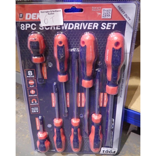 1964 - New and unused eight piece CR-V screwdriver set. P&P Group 1 (£14+VAT for the first lot and £1+VAT f... 