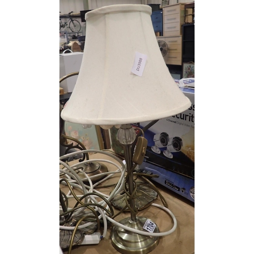 1704 - Three table lamps and a glass shade. Not available for in-house P&P