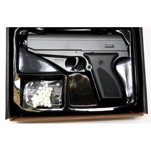 2118 - New old stock airsoft pistol, model V7, silver grey, boxed. P&P Group 2 (£18+VAT for the first lot a... 