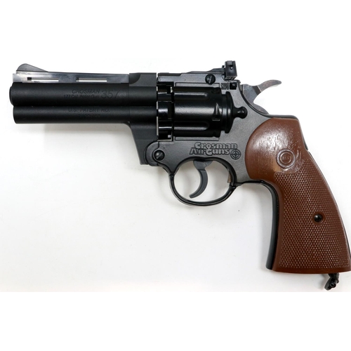 2121 - Crosman 357 CO2 revolver, with spare magazines, cartridges and pellets, cased. P&P Group 2 (£18+VAT ... 