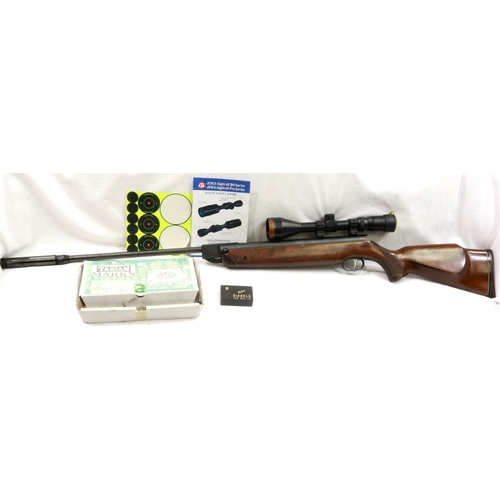 2122 - Weirauch HW80 .22 air rifle with Hawke 3.9 x 50 scope, silencer, pellets and targets. P&P Group 3 (£... 