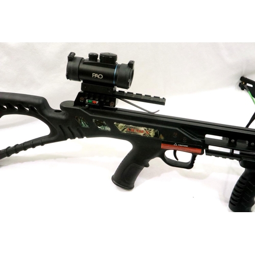 2124 - Armex hunting crossbow with PAO red/green dot sight, canvas camouflage case and quiver, with arrows ... 