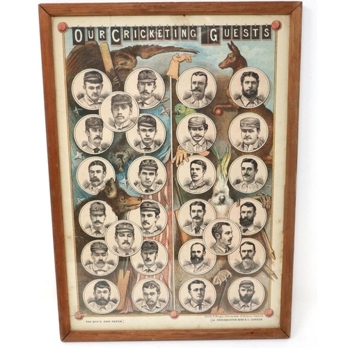 2133 - Our Cricketing Guests, a print from 1884 taken from the Boys Own paper, the reverse annotated with t... 