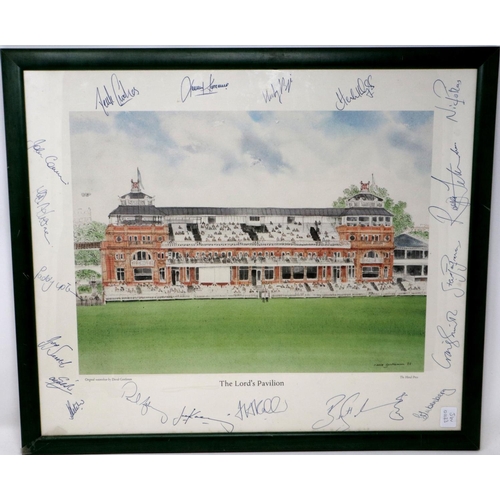 2135 - South African Cricket Tourists at Lords, signed print by David Gentleman, 50 x 42 cm. POSTAGE EXCLUD... 