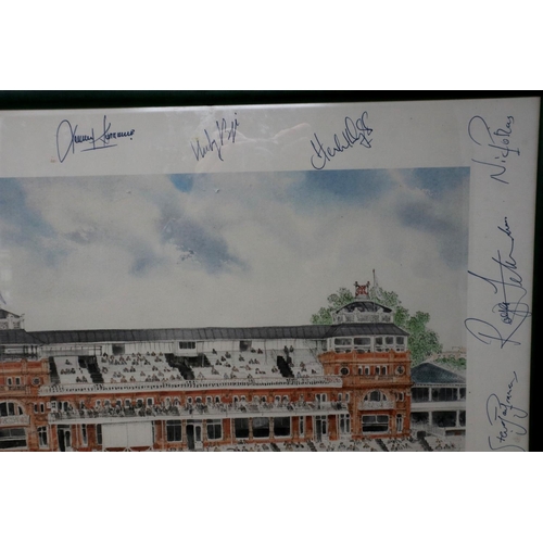 2135 - South African Cricket Tourists at Lords, signed print by David Gentleman, 50 x 42 cm. POSTAGE EXCLUD... 