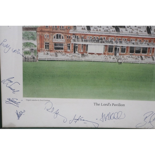 2135 - South African Cricket Tourists at Lords, signed print by David Gentleman, 50 x 42 cm. POSTAGE EXCLUD... 