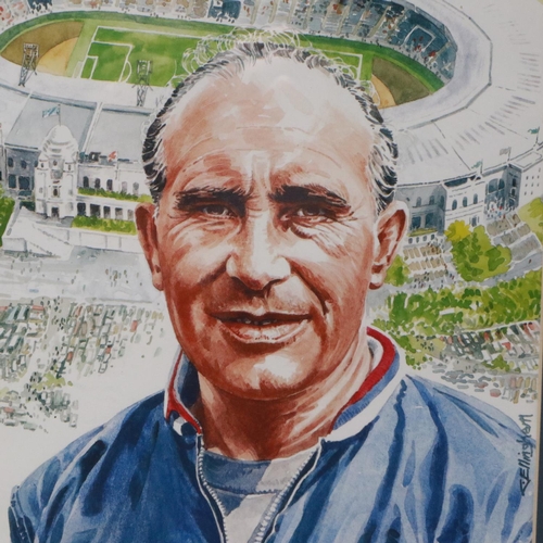 2140 - Sir Alf Ramsey signature, mounted with limited edition print of Ramsey, 15/220, 22 x 37 cm. POSTAGE ... 