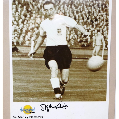 2145 - Sir Stanley Matthews and George Best signed publicity shot photographs (each 20 x 25 cm), with a 199... 