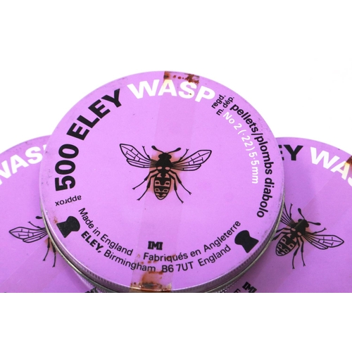 2146 - Six 500 Eley Wasp No 2, 5.5 mm, .22 air pellet tins, made in England. P&P Group 1 (£14+VAT for the f... 