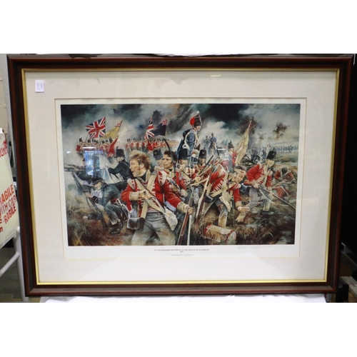 2153 - 52nd Oxfordshire Regiment at the Battle of Waterloo 1815, an artists signed print. POSTAGE EXCLUDING... 