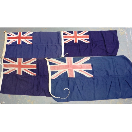 2167 - Four British 20th century Naval ensigns, each of multi-piece cotton construction. P&P Group 2 (£18+V... 