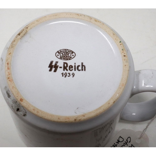 2172 - Third Reich Waffen SS ceramic mug dated 1939. P&P Group 2 (£18+VAT for the first lot and £3+VAT for ... 