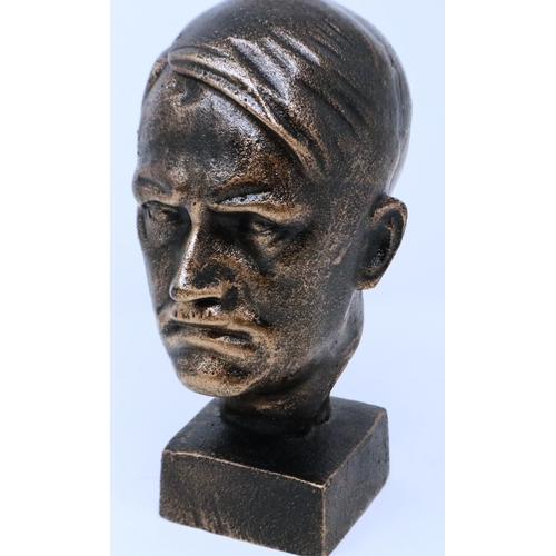 2175 - Bronzed cast iron bust of Adolf Hitler, H: 23 cm. P&P Group 1 (£14+VAT for the first lot and £1+VAT ... 