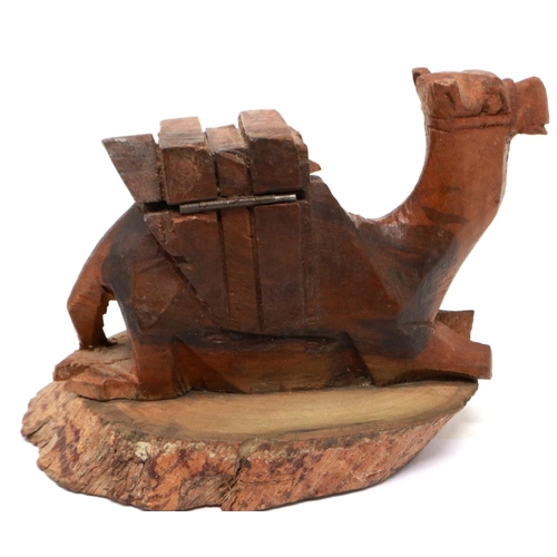 2180 - WWII German Africa Corps memento of Tunisia, locally made camel inkwell, dated 1941. P&P Group 1 (£1... 