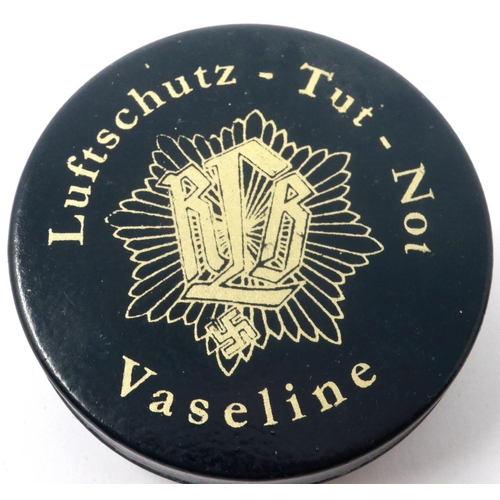 2185 - WWII German Reichs Luftschutz Bund, air raid wardens unopened tin of Vaseline which they used on bur... 