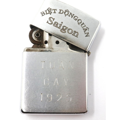 2193 - 1970 Dated Zippo Lighter with the name of an ARVN Ranger and his year of birth engraved on the front... 