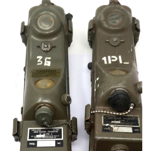 2200 - Pair of Vietnam War era US PRC66 Banna VHF walkie talkies. P&P Group 2 (£18+VAT for the first lot an... 