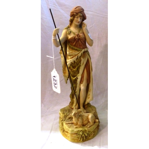 1232 - Royal Dux figurine of a female goatherder. P&P Group 2 (£18+VAT for the first lot and £3+VAT for sub... 